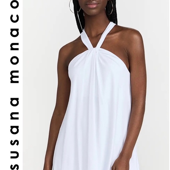 Susana Monaco Dresses & Skirts - NWT $188R Susana Monaco BLUE Twist Neck Dress. Laguna Blue. Size M